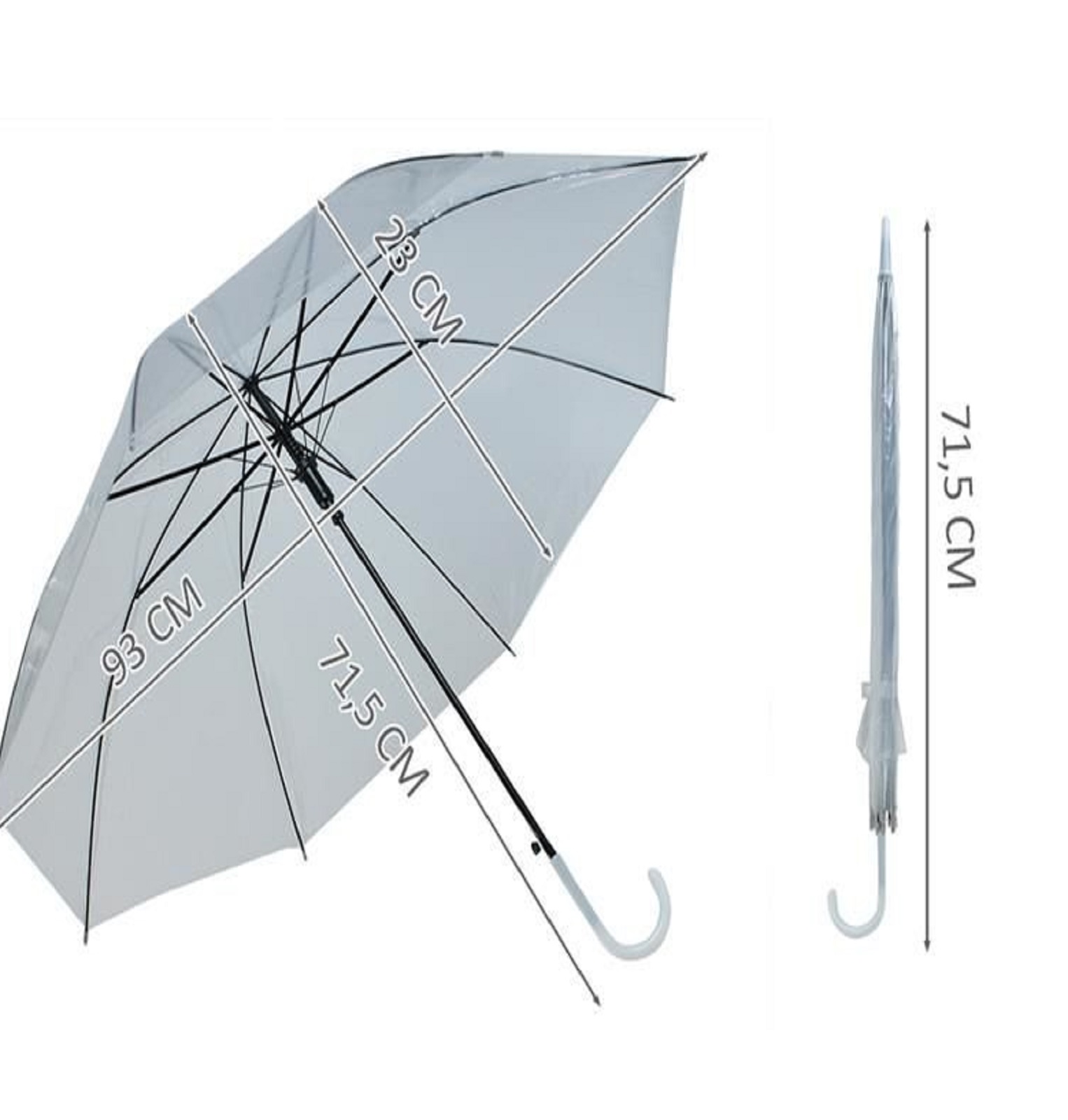 Összecsukható automata esernyő – 93 x 71,5 cm, átlátszó szín (BB-6600) (4)