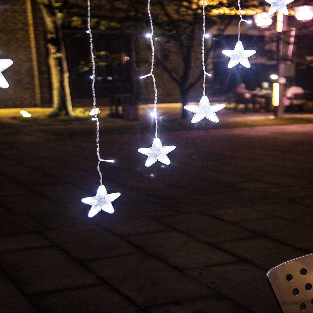 136 LED-es karácsonyi fényfüggöny csillagokkal kül-, és beltérre – 2 x 1 m, hideg fehér (BB-19740) (2)