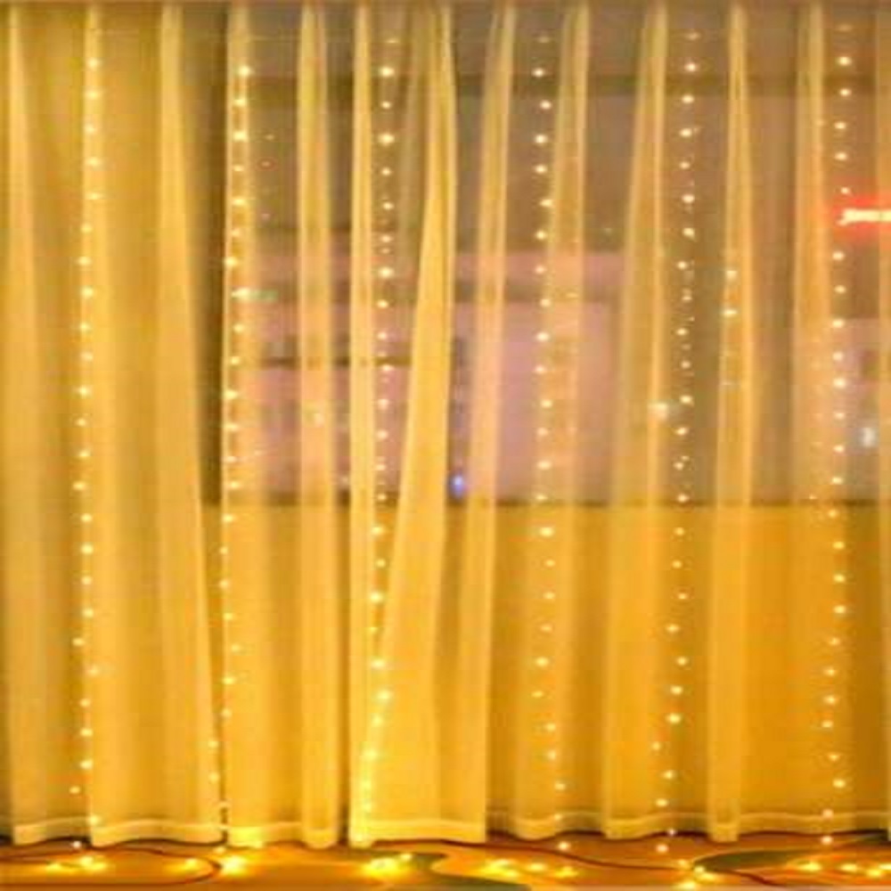 300 LED-es fényfüggöny távirányítóval, időzítővel – kül-, és beltérre – 8 világítási móddal, 3 x 3 m, meleg fehér (BB-19768) (3)
