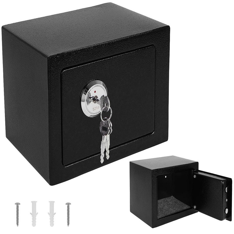 Falra szerelhető biztonsági széf – 3 darab kulccsal, 23 x 17 x 17 cm, fekete (BB-8800) (7)