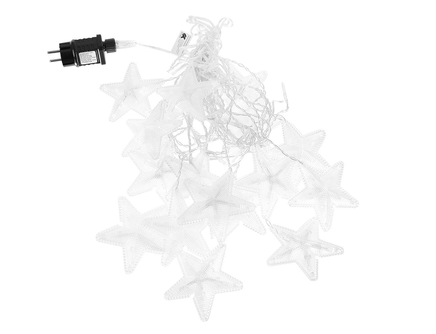 136 LED-es fényfüggöny csillagokkal – 8 világítási móddal – 2,45 x 1 m, meleg fehér (BB-11337) (16)