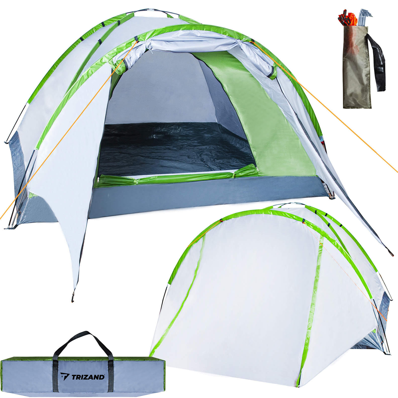 4 személyes tágas, vízálló kemping turista sátor – előtetővel, szúnyoghálóval és szellőzőrendszerrel (BB-10119) (4)