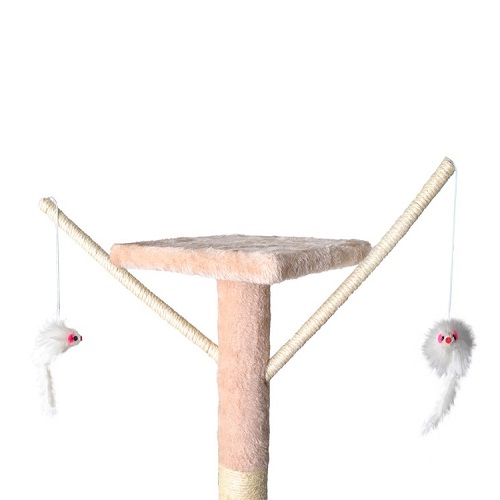 Macska mászóka kaparófával, fekvőhellyel, kuckóval és játék egerekkel – 138 x 55 cm (BB-7928) (1)